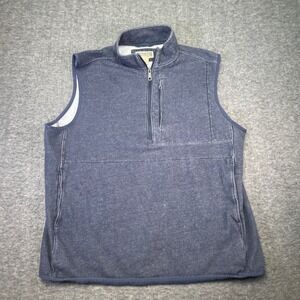 Duluth Trading Co Quarter Zip Vest Mens Large Blue Cotton Blend Textured